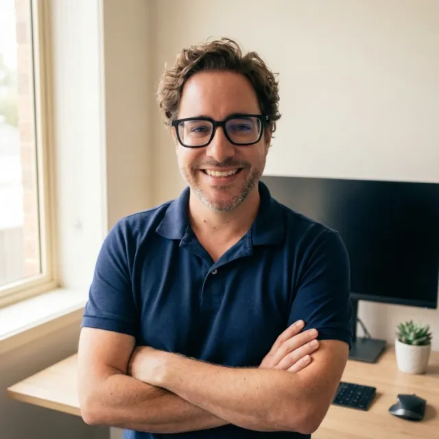 Lee from Digital Den standing in his home office