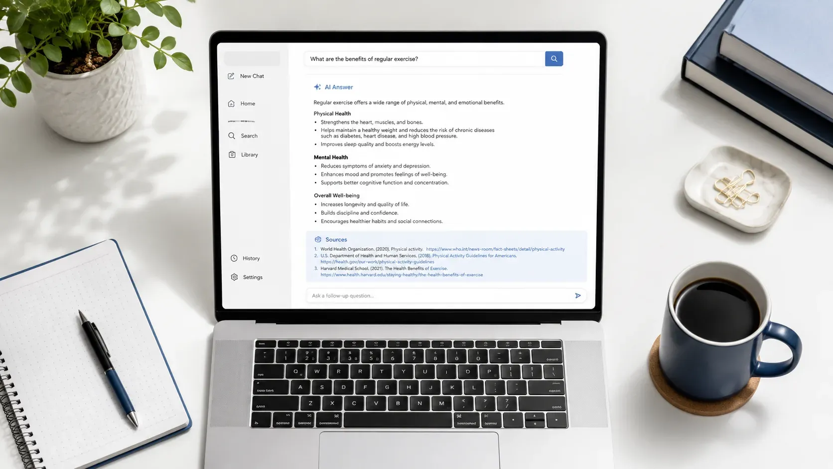 A person reading structured website content on a laptop, with AI search results visible on screen