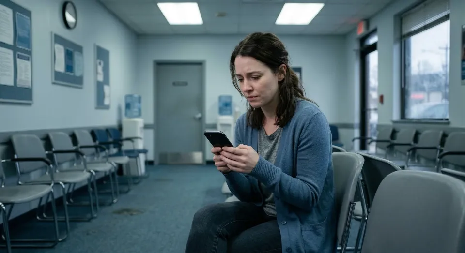 A person looking concerned while reading health data on their phone
