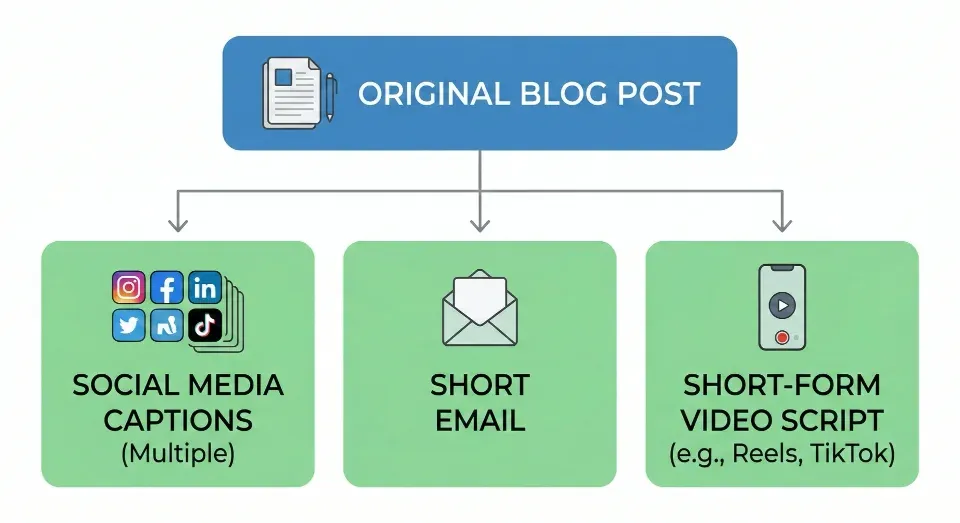 Content repurposing workflow using AI