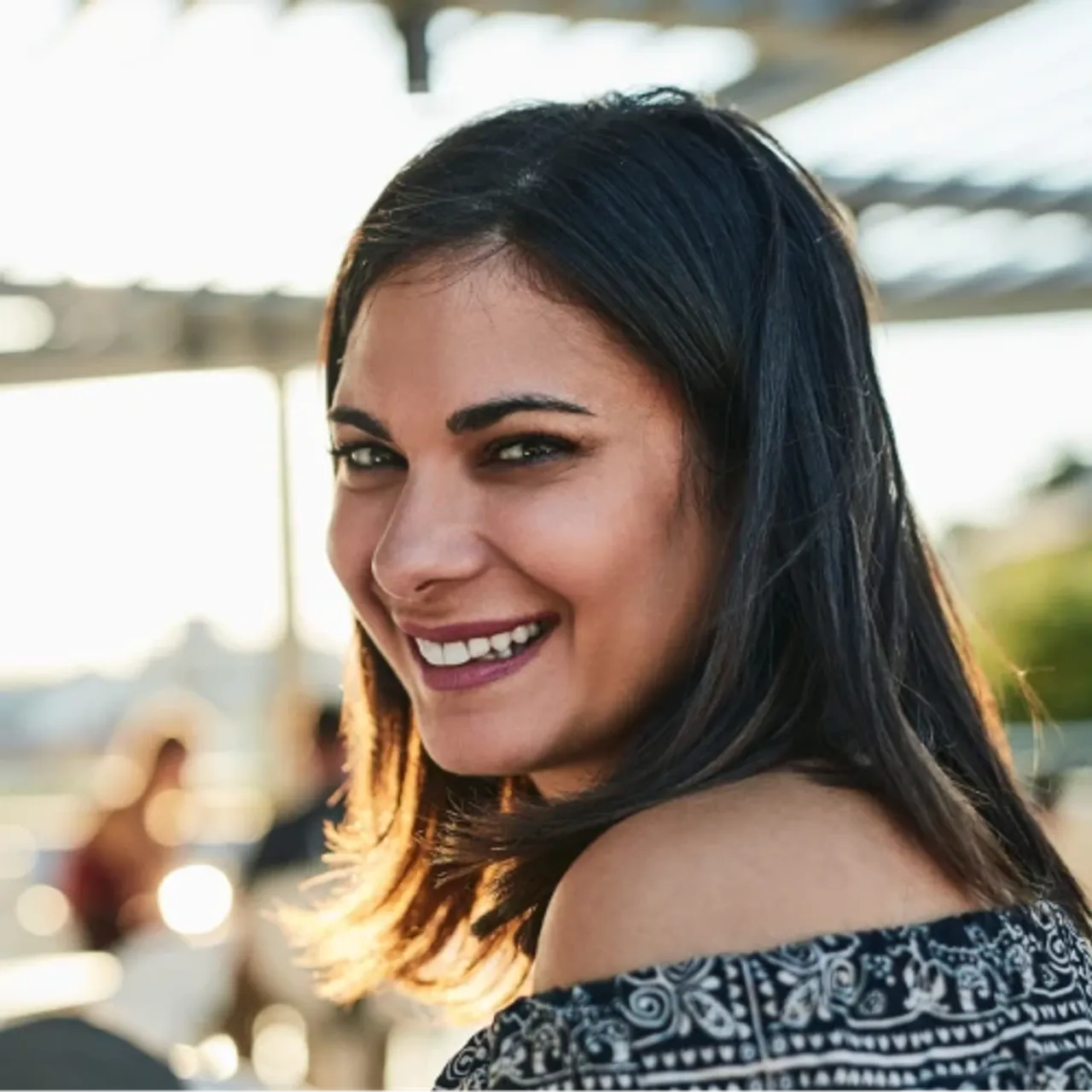 Woman browsing a business website on her phone
