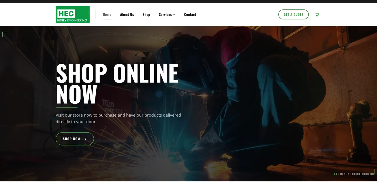 Henry Engineering website homepage showcasing online store for engineering products