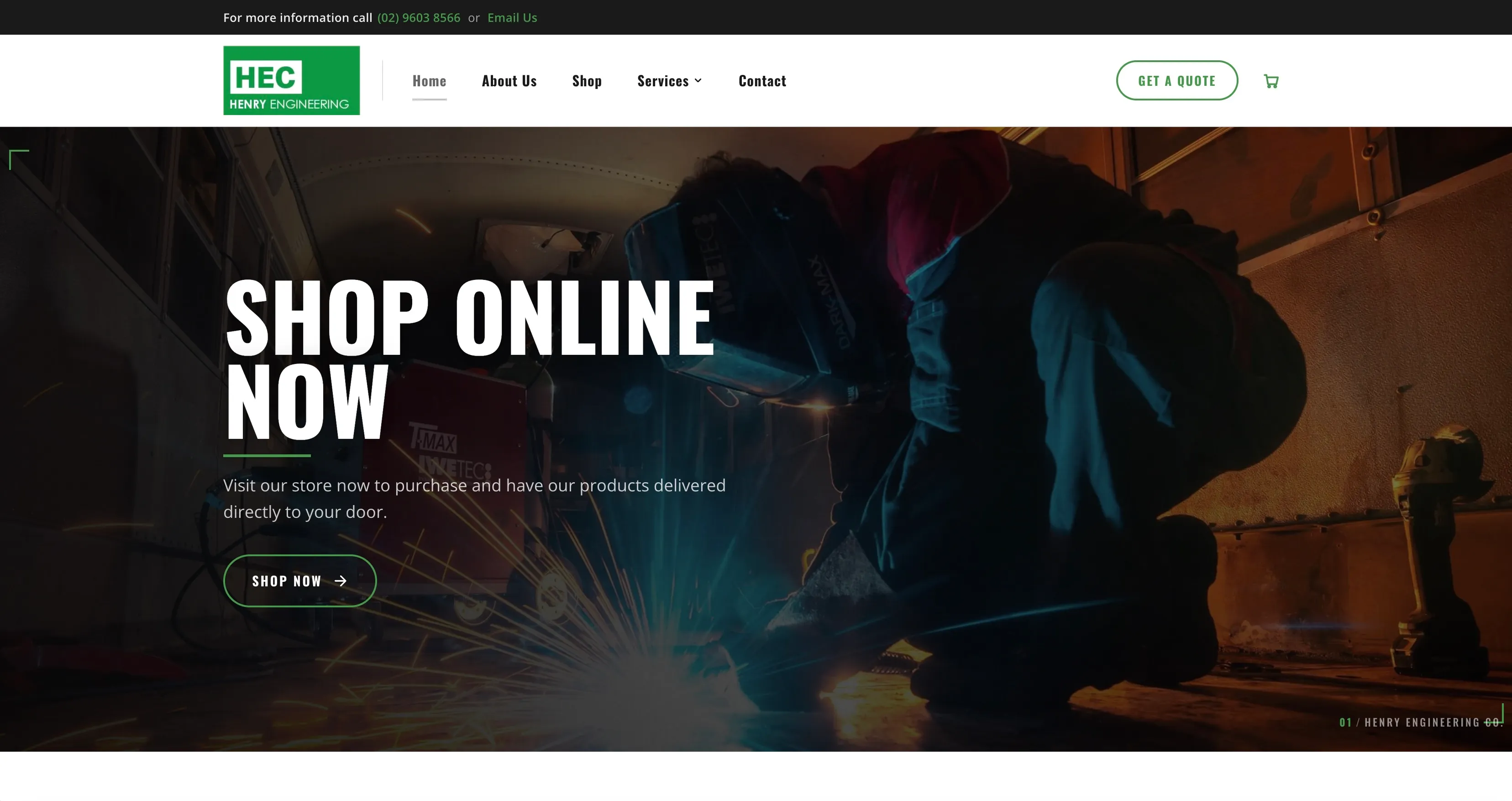Henry Engineering website homepage showcasing online store for engineering products