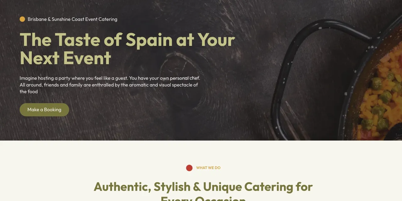Señor Paella website homepage showcasing authentic Spanish paella catering