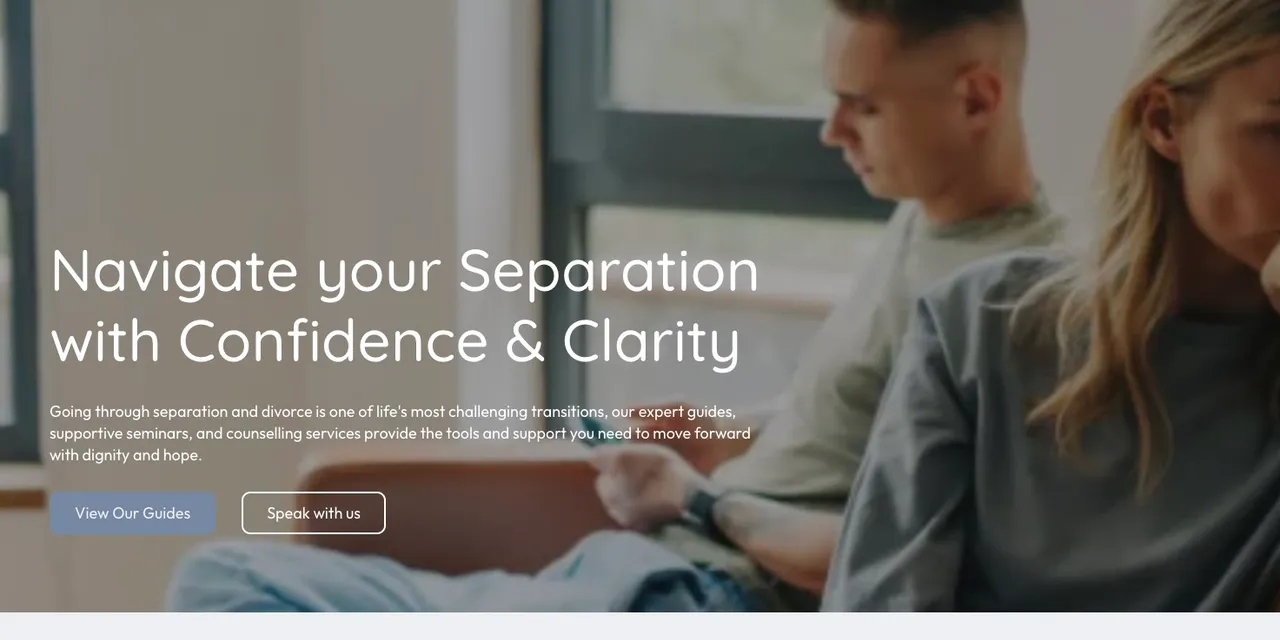 Separation Support Network website homepage showcasing support services for separation and divorce