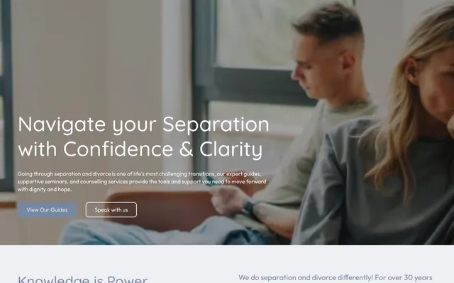 Separation Support Network website homepage showcasing support services for separation and divorce