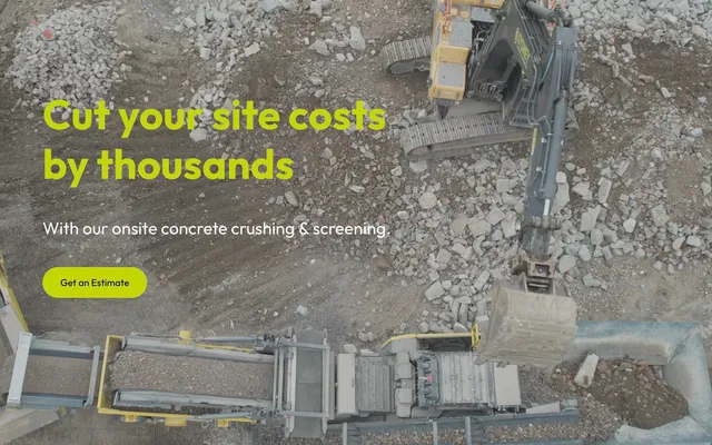Sydney Crushing and Screening website homepage showcasing mobile crushing services