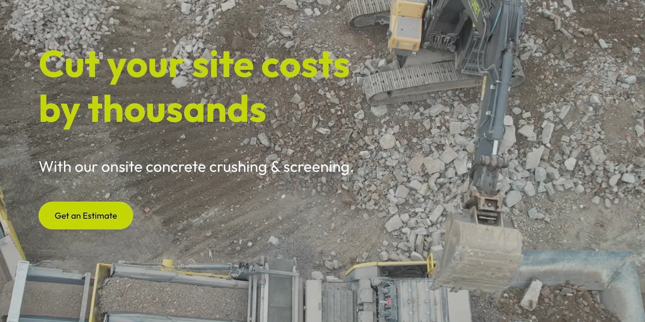 Sydney Crushing and Screening website homepage showcasing mobile crushing services