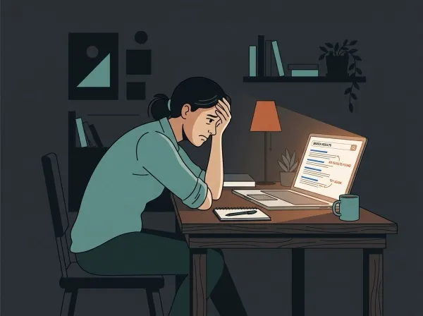 A local business owner checking their website on Google search results