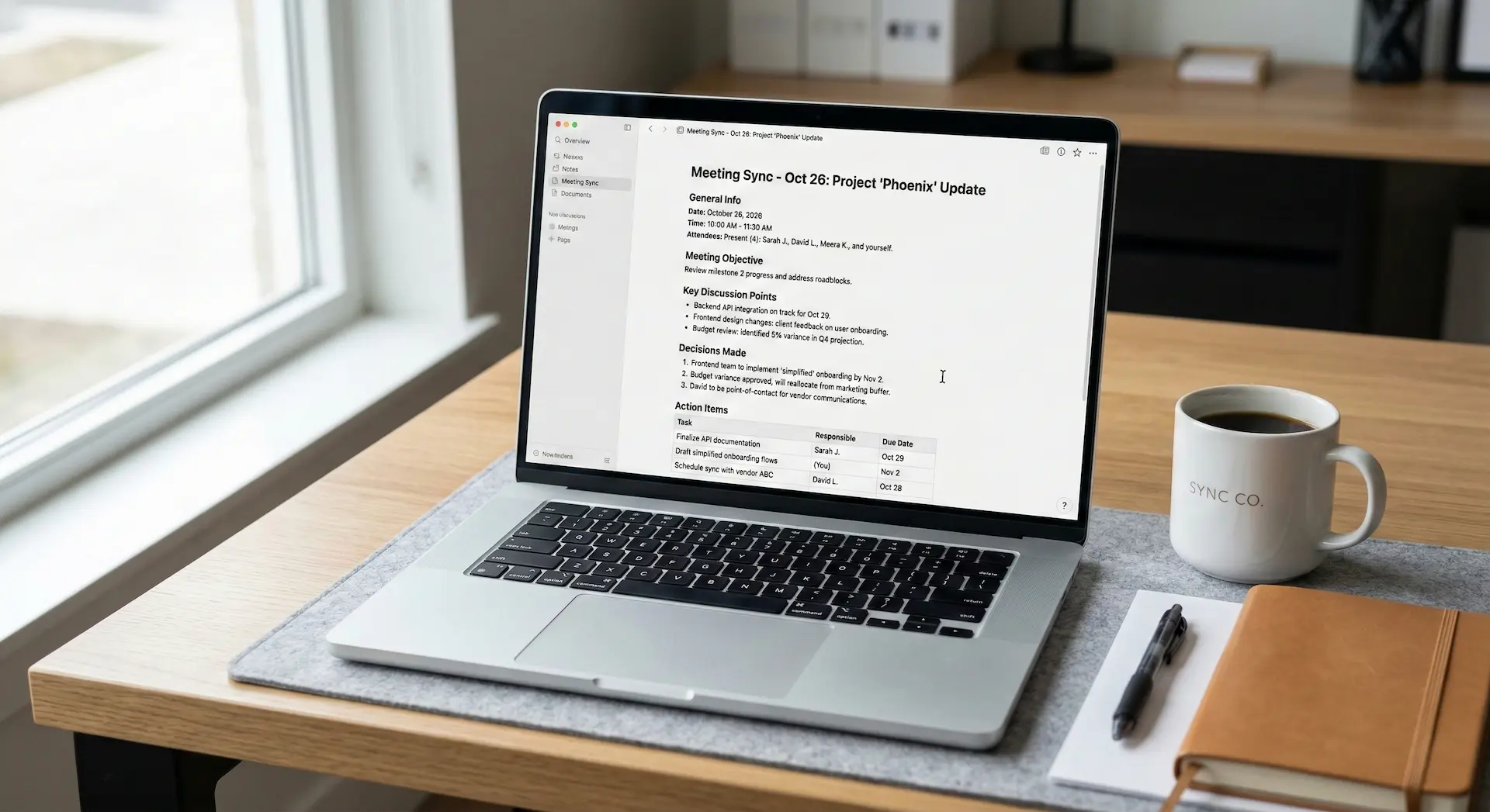 Notion AI summarising meeting notes