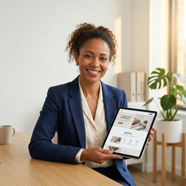 Happy Mandurah business owner with their new professional website