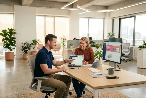 Digital Den tech support consultation with a small business owner