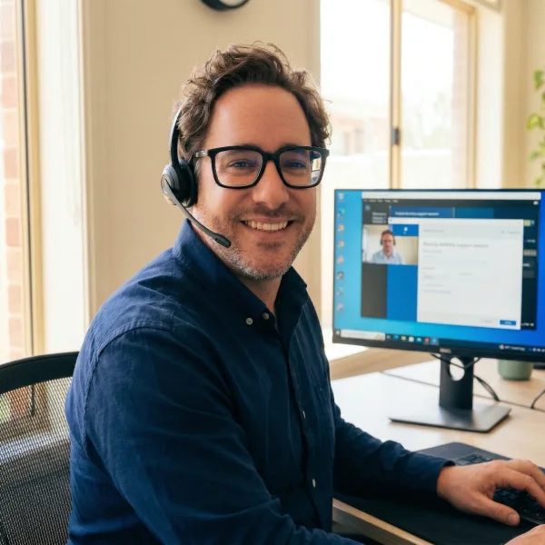 Digital Den tech support professional helping a customer remotely